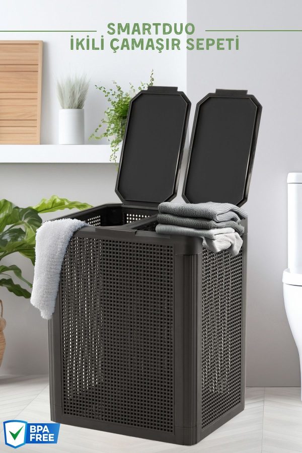 SmartDuo İki Bölmeli Çamaşır Sepeti 84Lt.